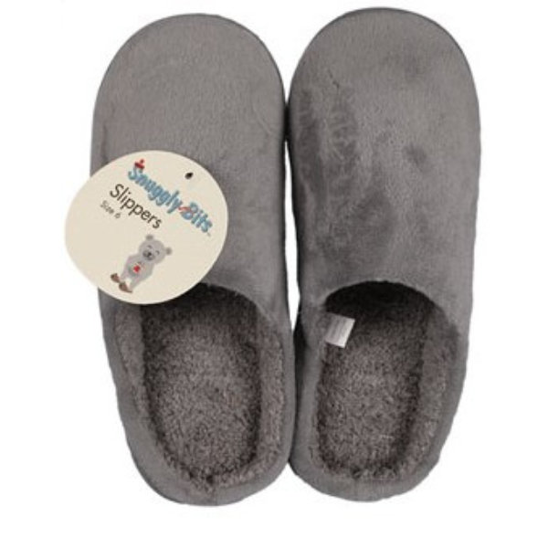 Snuggly Bits Men's Elegant Plush Slip-on Slippers - Grey