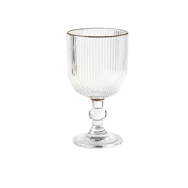 6 Pieces LV228 Gold Rim Stemmed Wine Glasses For Decor