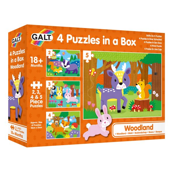 Galt Toys 4 Puzzles in a Box - Woodland