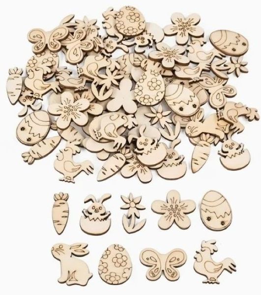 100 Pieces Wooden Easter themed table scatters