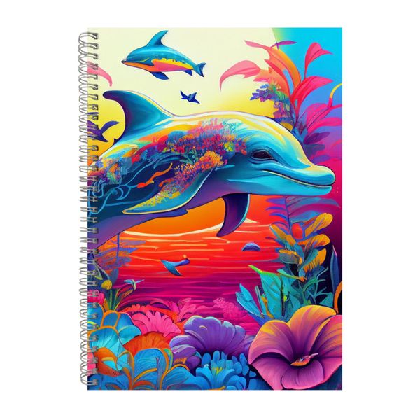 Colorful Dolphin Landscape Notebook Animal Gift Idea Notepad Pad 109