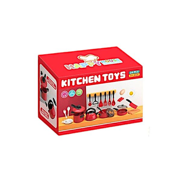 24 - Piece Childrens Kitchen Toy Play Set - Pink