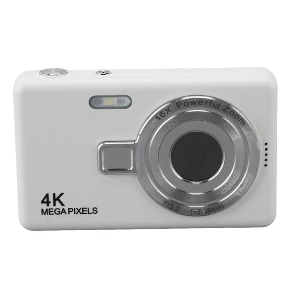Pocket Digital Camera, 12MP, 1080P, 2.4" TFT, 16X Zoom, AF, For Vlog, White