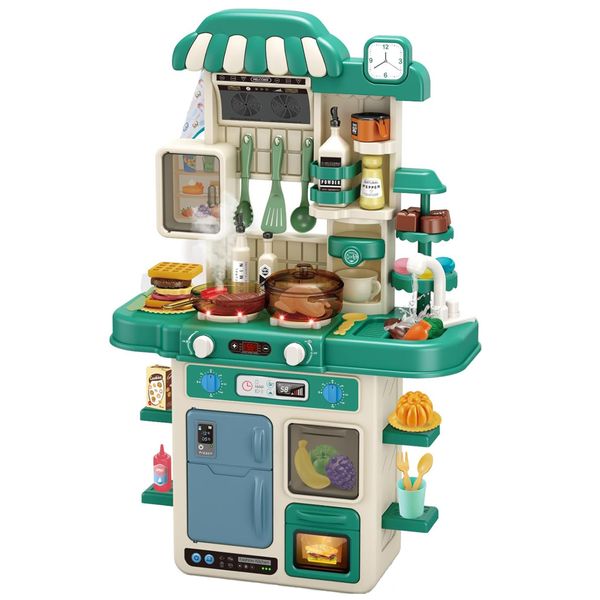 48-piece Kitchen Play Set Pretend Kitchen Play Food Toys with Sound &amp; Light