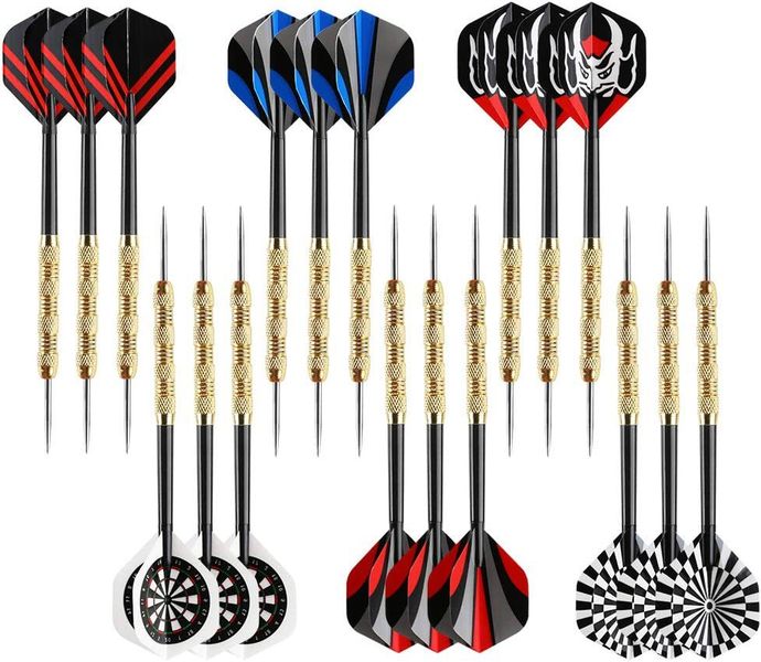 18 Pcs Professional Darts Set of 14g Steel Tip Darts