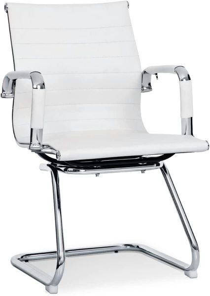 Office Chair - Ribbed Leather Guest Mid Back