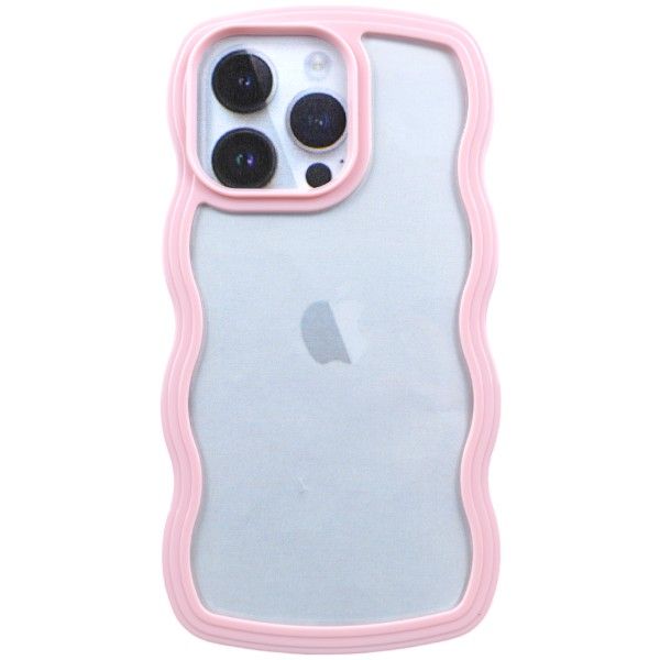 Purple Wavy Edge Phone Case for iPhone 14 Pro Max - Transparent