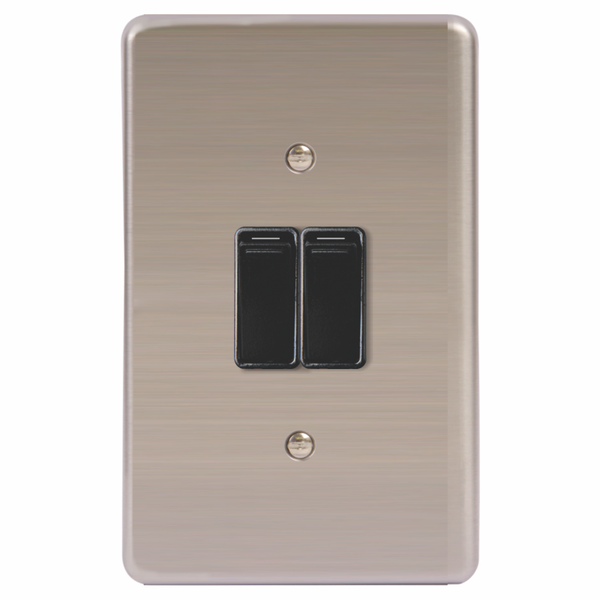 LESCO, 2 Lever 1 Way 4x2 Light Switch Stainless Steel Black