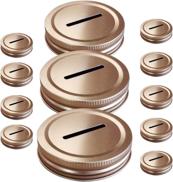 Tinplate Mason Jar Coin Slot Lids 70mm Wide Mouth Canning Jars