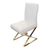 Leather Dining Room Chair with Metal Legs - White