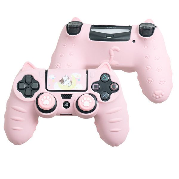 Cat Paw Silicone Protector Case with Sticker Skin for PS4