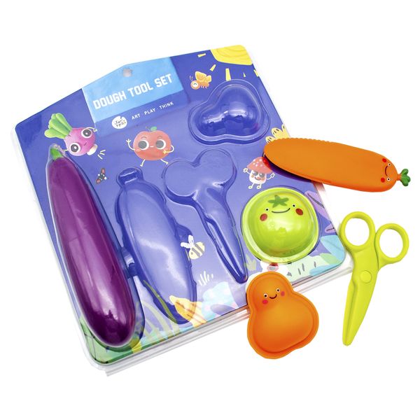 Jar Meló - Play Dough Tools 5-Piece Set - Fruit &amp; Veg Moulds with Scissors