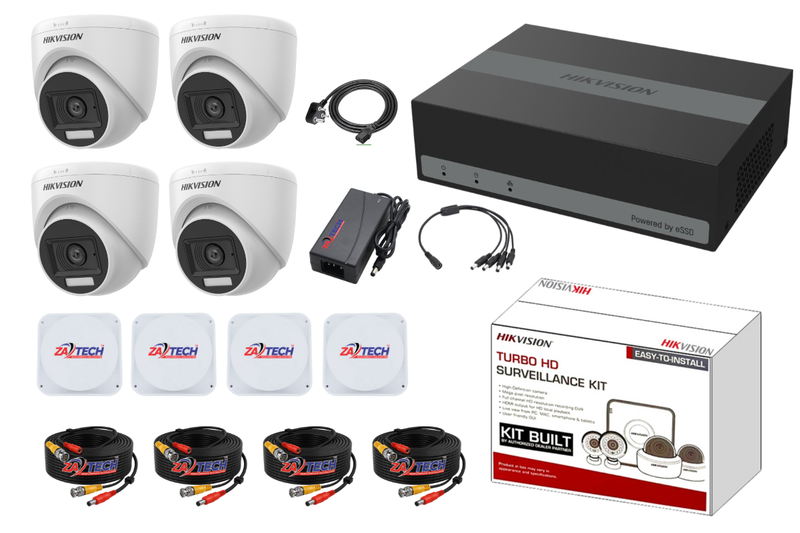 Hikvision 4CH eDVR CCTV Kit with Built-in 1TB SSD &amp; Zatech Ready Cable, JB