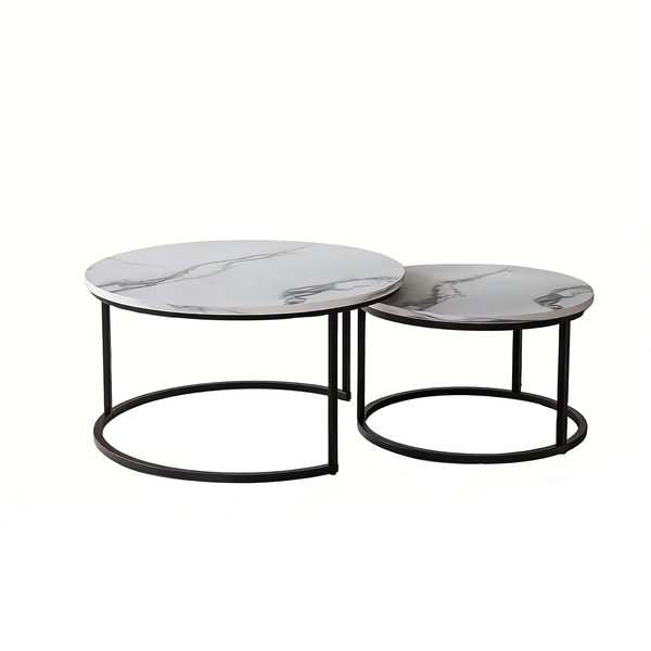 White Steel Round Coffee Table Coffee Table, Table Set, Small Round Desk