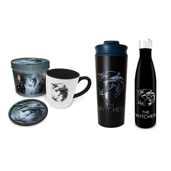 The Witcher - Mug &amp; Coaster In Tin, Travel Mug &amp; Drinks Bottle Set