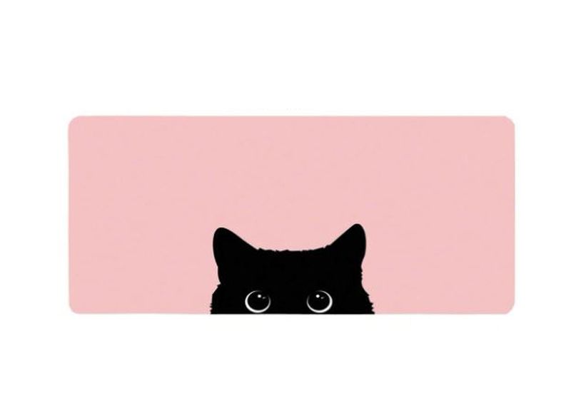 Peeking Cat - Pink Large Mouse Pad