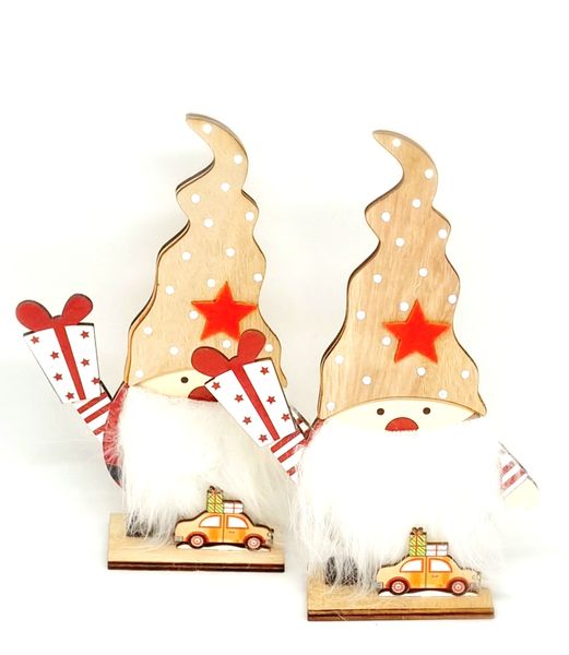 Wooden Christmas Gnome Decoration 2 Pack