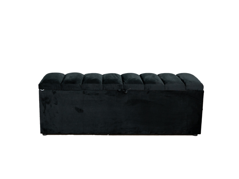 Blanket Box Bench - Storage Ottoman - Black Velvet