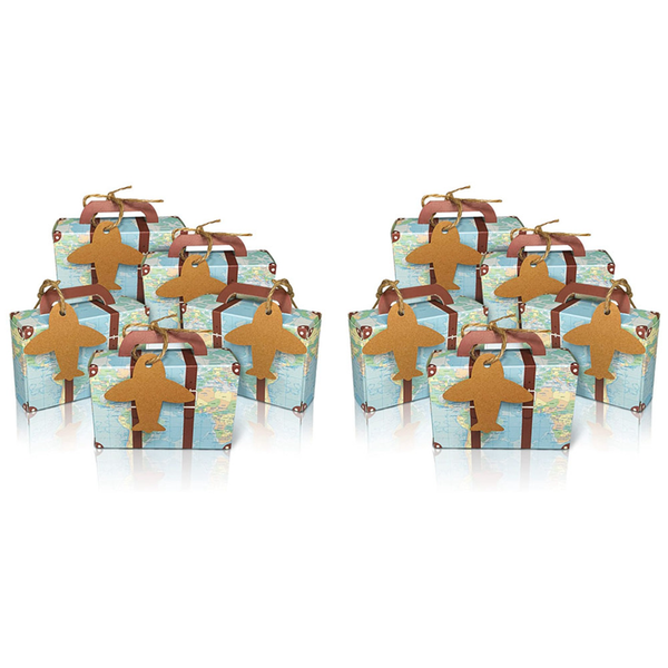 50Pcs Suitcase Favor Boxes World Map Mini Suitcase Boxes