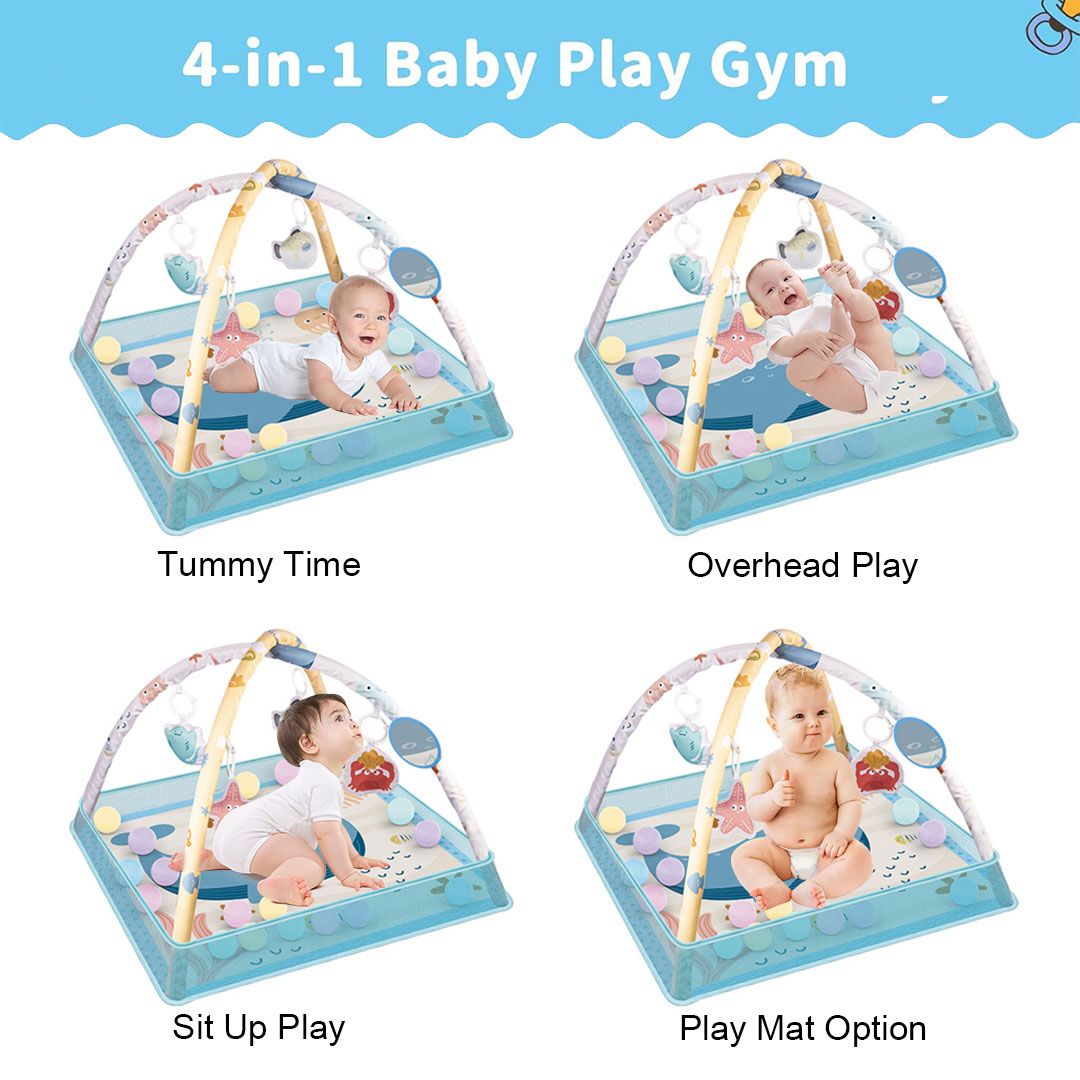 Baby Gym Play Mat Tummy Time Mat with Ocean Balls Sensory Toys - Main Image