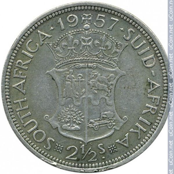 1957 South Africa 2 Shilling - Silver Coin