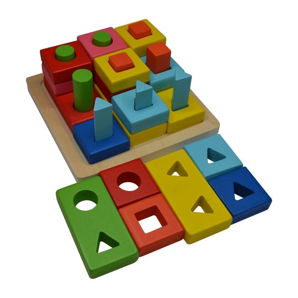 Educational Toy Shape Matching Columns Building Blocks