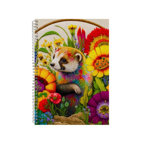 Embroidered FERRET Notebook Animal Gift Idea Notepad Pad 100