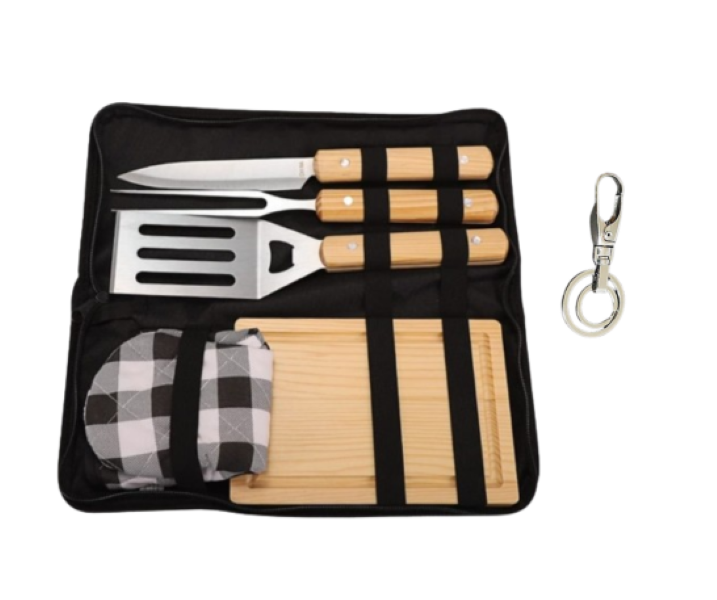 5 piece Barbecue Tool Set in Travel-Friendly Case/Key Holder