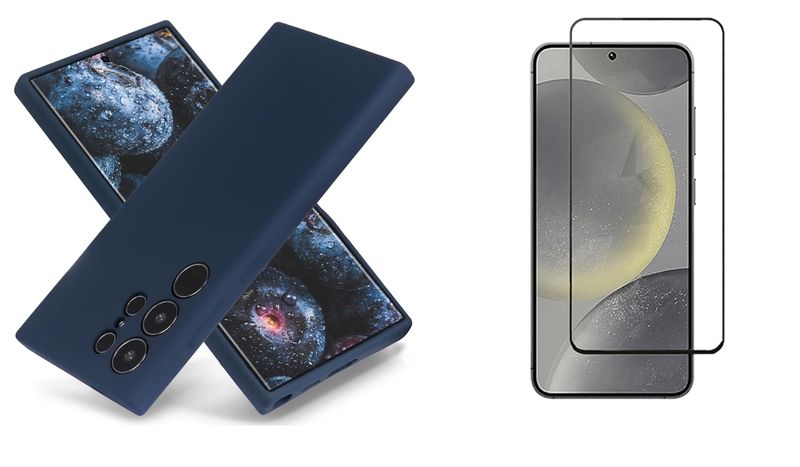 Navy TPU Case &amp; Screen Protector Combo For Samsung Galaxy S22 &amp; S22 Ultra