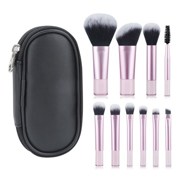 10 Pieces Full Complete Function Cosmetic Kit, Makeup Brush With Pouch - Pink
