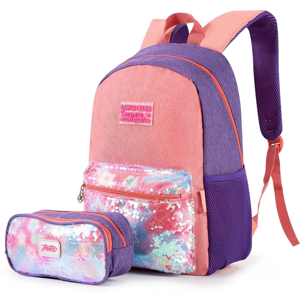 Teenage Girls Set 2 in 1 With Penncil Case Glitter Sequin Backpack ...