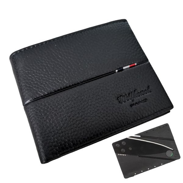 Leather Wallet For Men - WOLFHOUND Genuine Leather Wallets + Card Knife