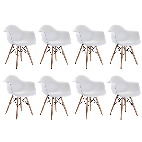 Modern Design Non-Slip Eames Dining Arm Chairs Set - 8-Piece
