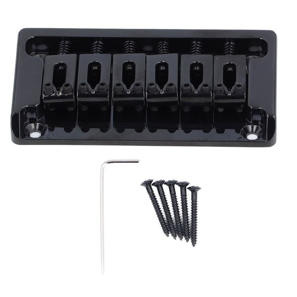 Brass 6-String Non-Tremolo Guitar Bridge Kit Black