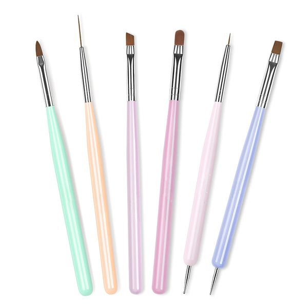 6 Piece Fingernail Art Design Pens Gel Polish Nail Art Brushes