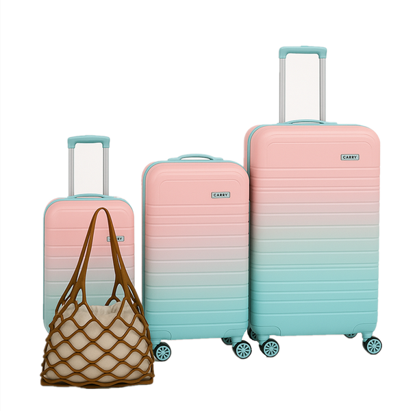 3-Piece PC Trolley Luggage Set with Ombre Design + Tote Bag-Fashion Luggage