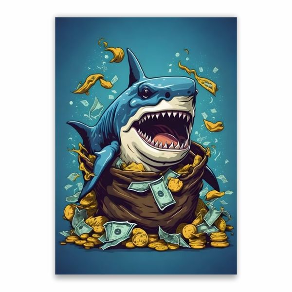Shark Bag Of Cash Poster - A1