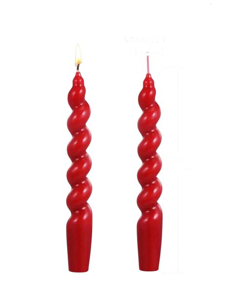 2 Piece Red Spiral Wax Candle