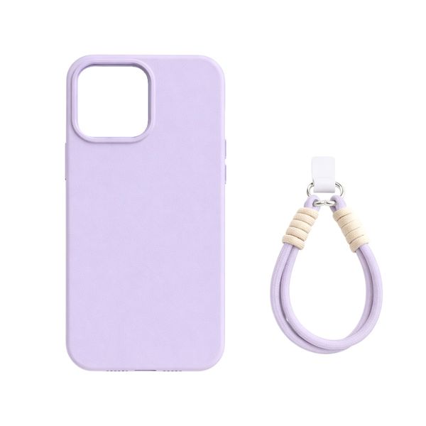 Minimalist Phone Case &amp; Wrist Strap Set - Lilac - Compatible With iPhone