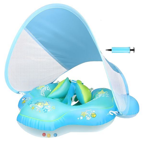 Swimming Ring with Sunshade for Babies, Tummy support, Safety belt,