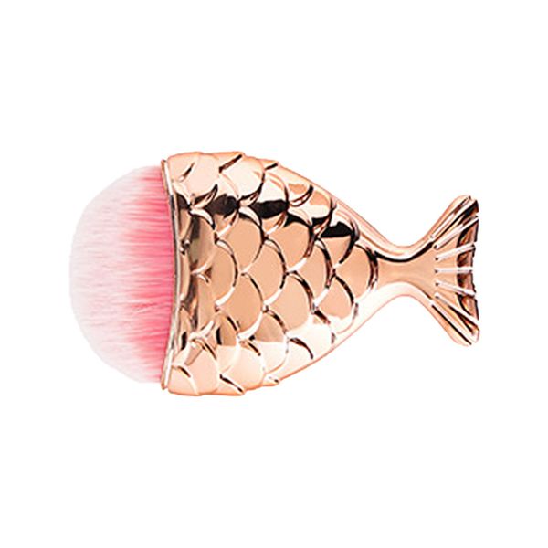 Multi-functional Rose Gold Fish Tail Brush Nail Dust Remover Brush Powder Blush