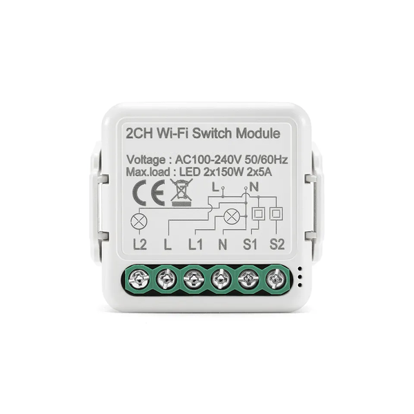 Smart Life Tuya WIFI 2CH 150W LED Light / 5A 1000W Appliance Mini Switch