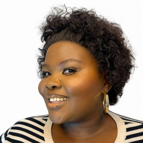 Short Curly Pixie Wig, 13x1 Lace Frontal, Wet and Dry Look, 2 in 1, Col #1B