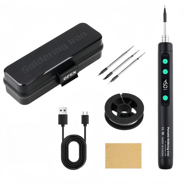 15W Wireless Soldering Iron - 8s Fast Heat Rechargeable Soldering Kit