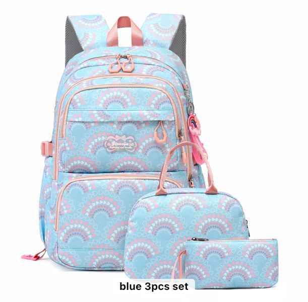 The Clip-Trending Nylon Girls Travel,School Backpack and Lunch Box set 3Pcs