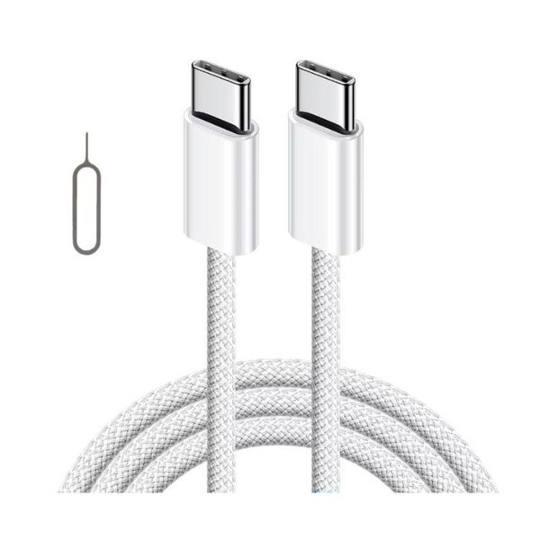 USB-C to USB-C 60W Cable 1m with SIM Ejector Pin Compatible with iPhone 16