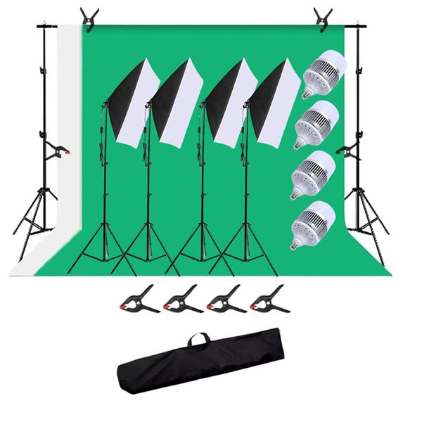 400W Video Photography Studio Softbox Lighting System and backdrop Stand