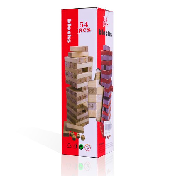 MyBasics Jenga Blocks - Standard 54 Wooden Pieces