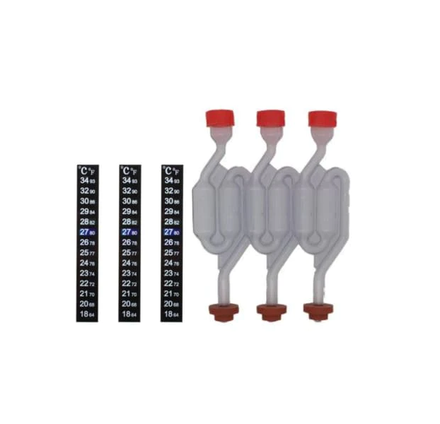 Fermentation Airlock and Thermometer Stick on Strip Set