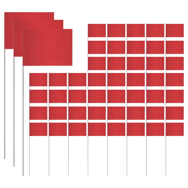 50Pack Marking Flags, Red Yard Flags 15x4x5Inch, Marker Flags